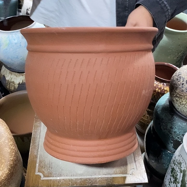 紫砂花盆口30高度29红陶………