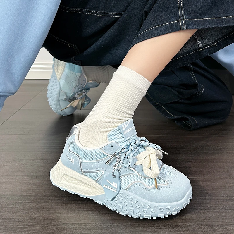 回力奶蓝厚底德训鞋女2025秋季新款透气轻便百搭网面休闲运动鞋子