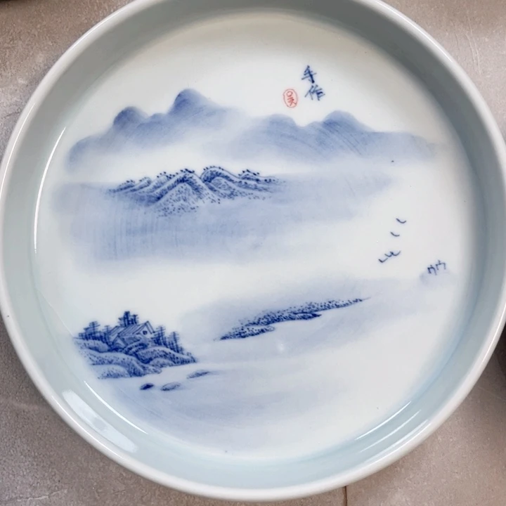 瓷片景德镇手作山水壶承