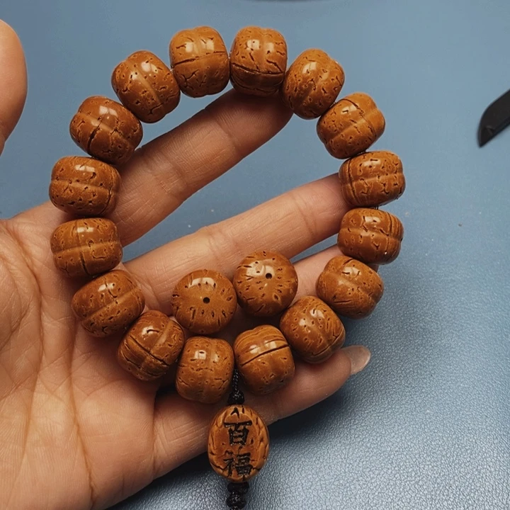 淡**生桃核手串汉堡16花皮色差15颗