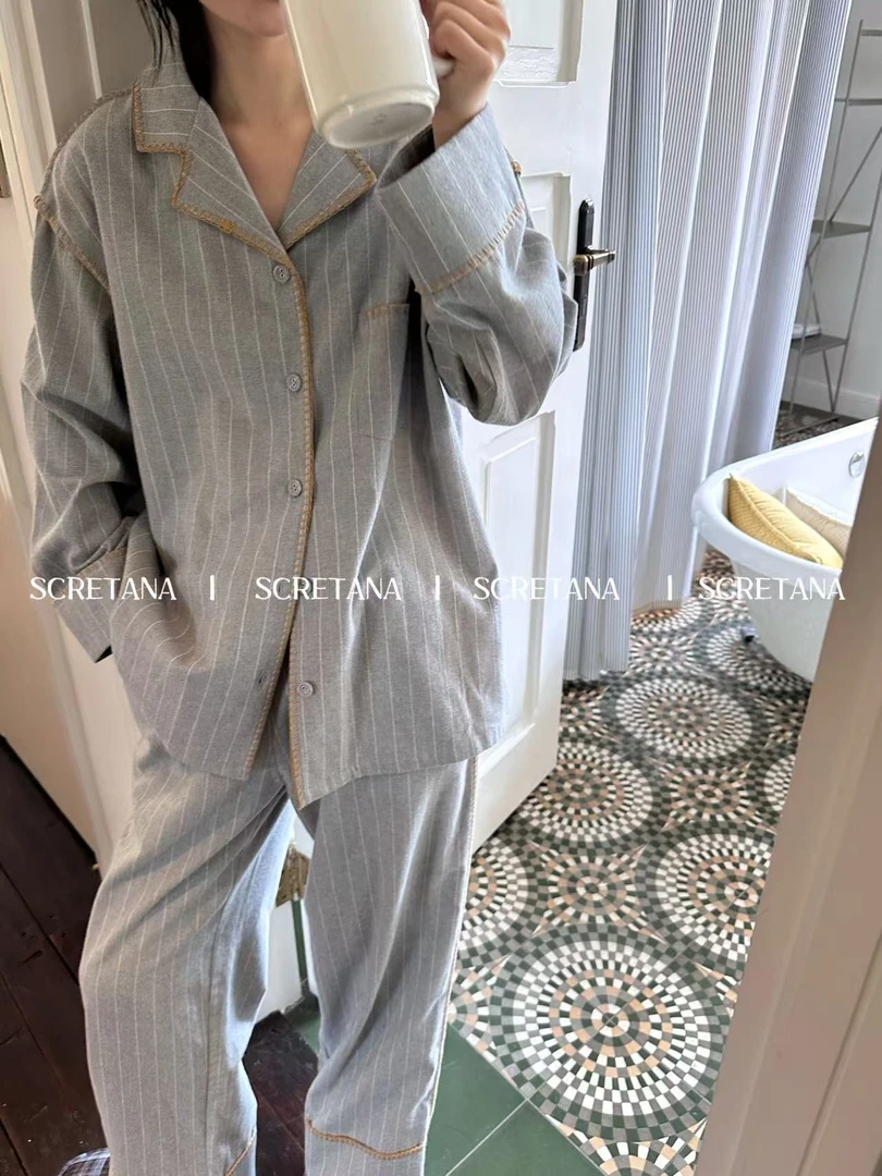 SCRETANA/安娜的秘密Milo灰情侣男女秋冬新款休闲ins可外穿家居服