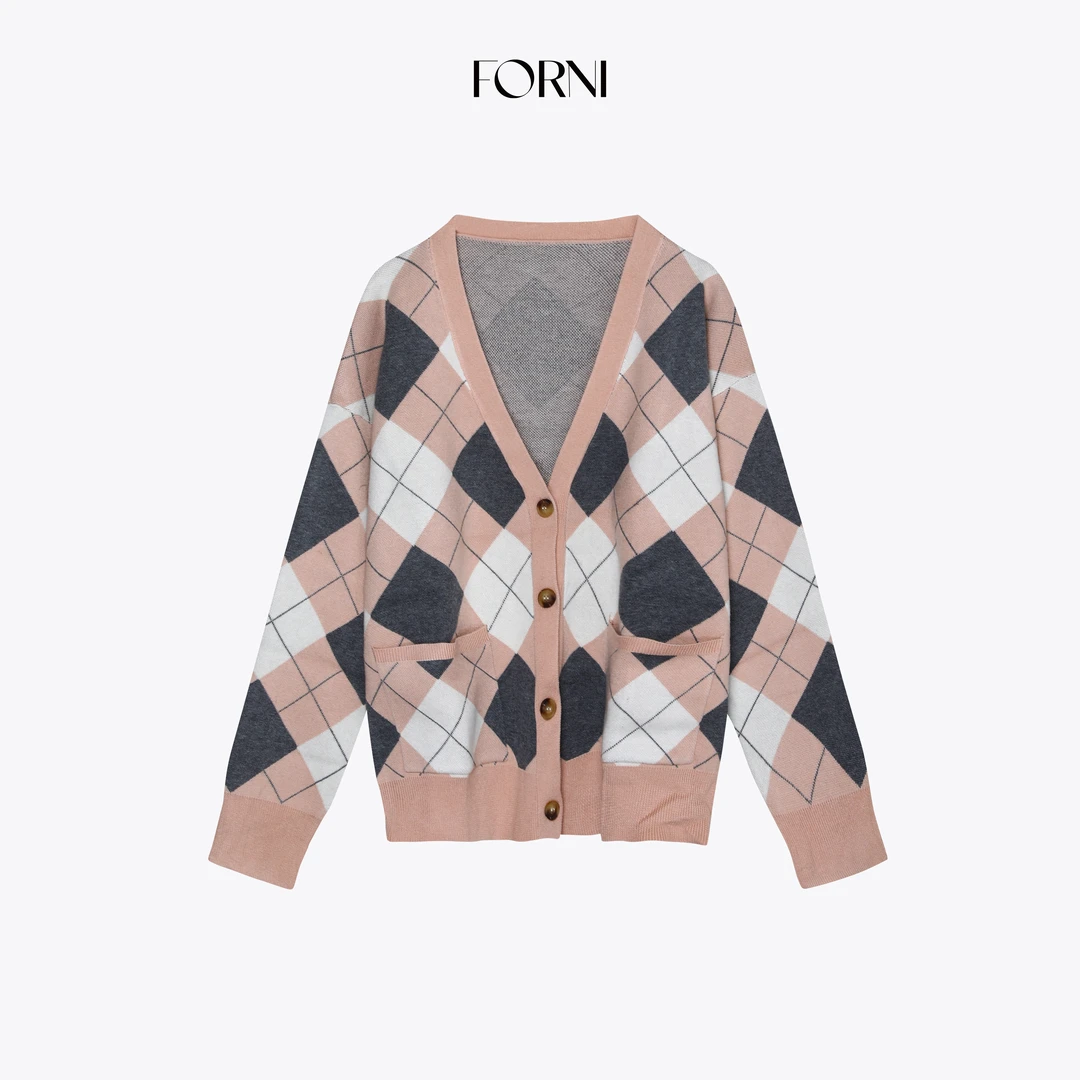 FORNI 格子马甲开衫套装