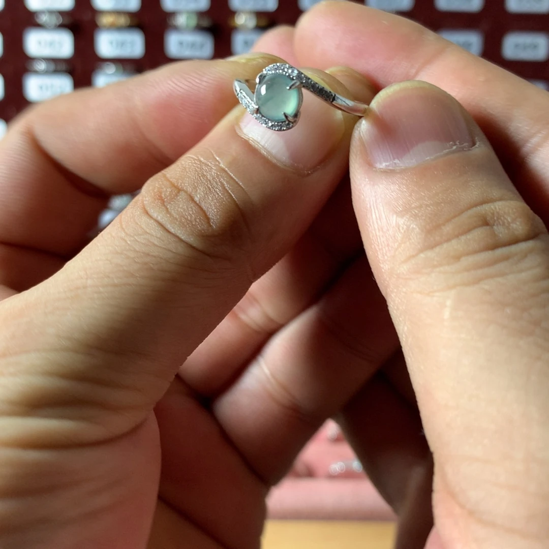 蓝***珠翡翠银S925镶嵌戒指287