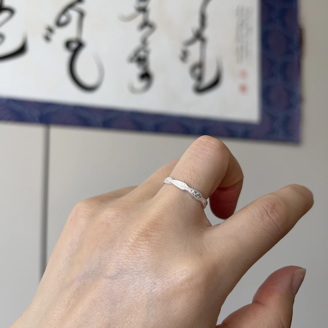 925银戒指 925戒指 溯光 通体纯银开口戒指