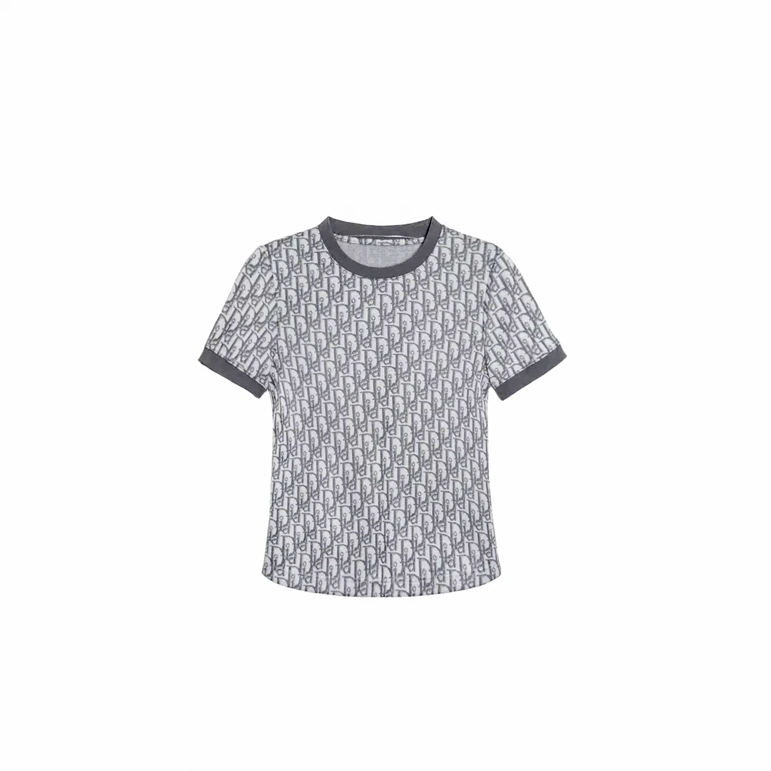 DIORA HEALY/迪奥海莉夏季女款字母印花桑蚕丝短袖上衣33D6183383