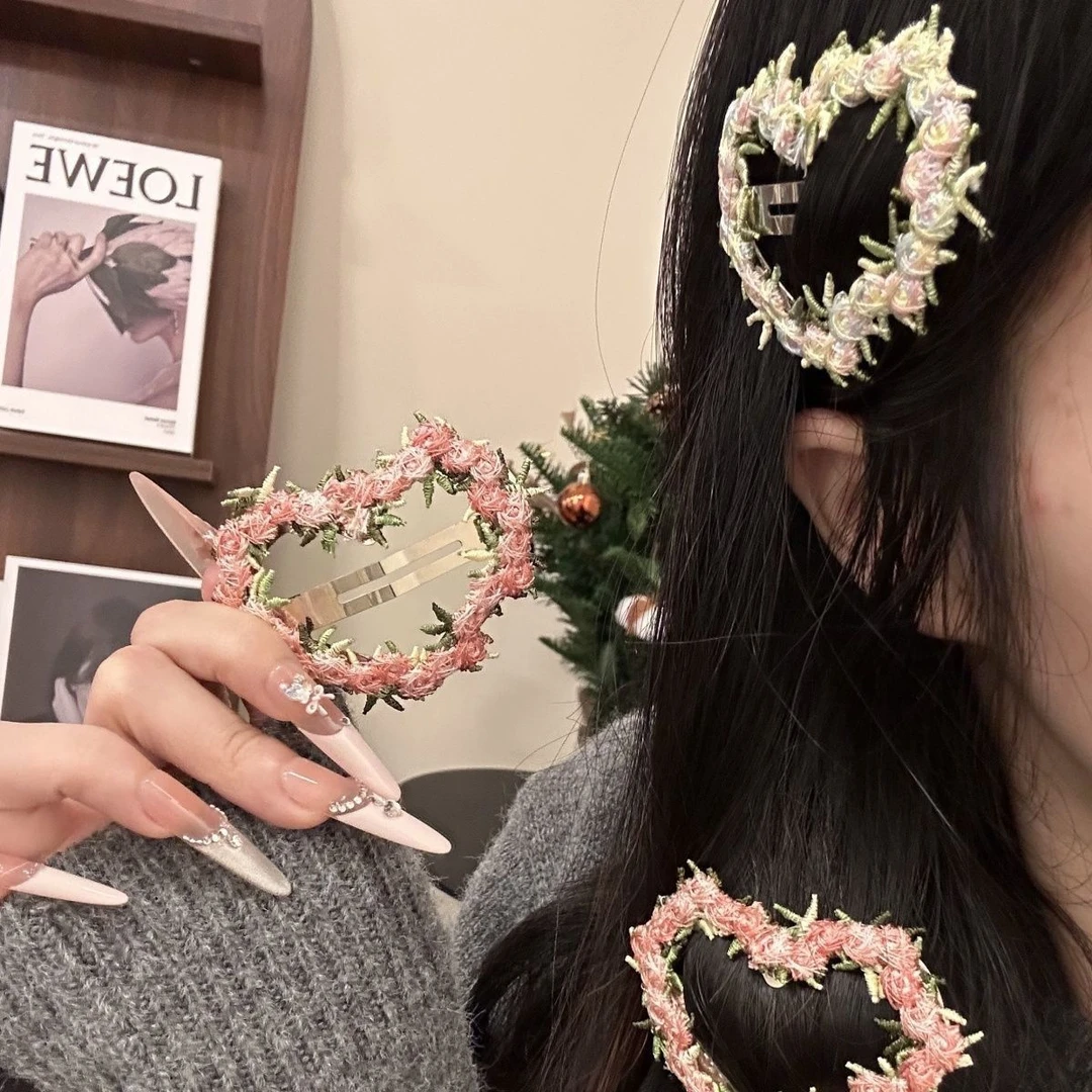 田园风春桃粉色小碎花发夹女2025年新款小清新盘发鲨鱼夹发饰夹子