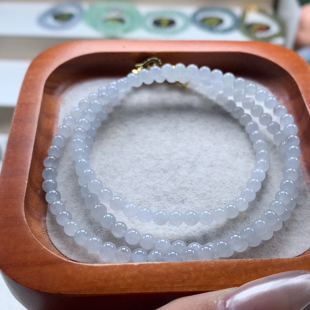 翡翠未镶嵌手串白月光4.0