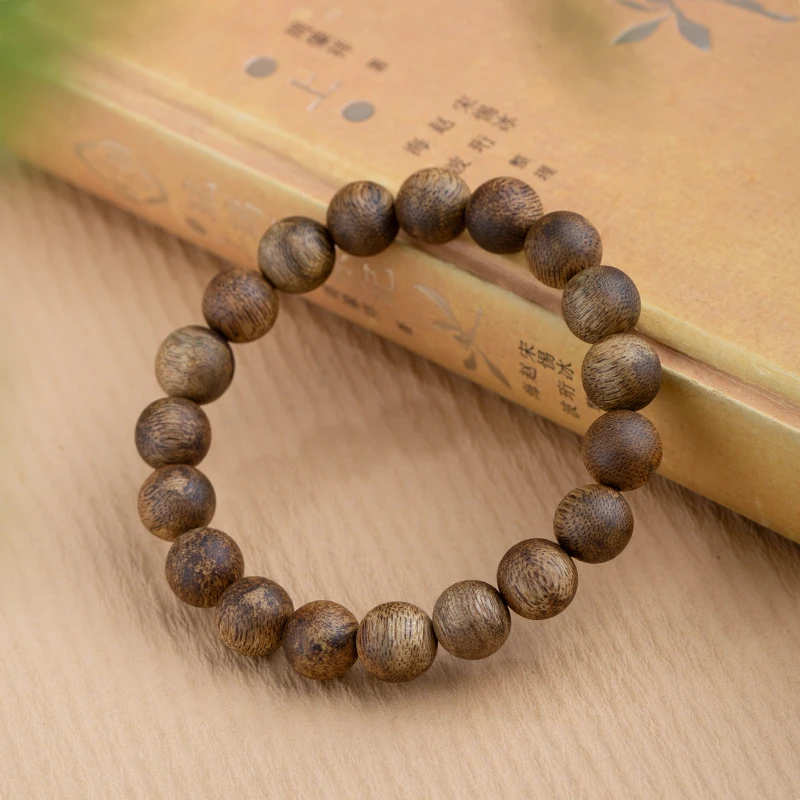 XIANYUAN/仙源 沉香莺歌绿奇楠沉香半野生乌身圆叶11mm单圈手串