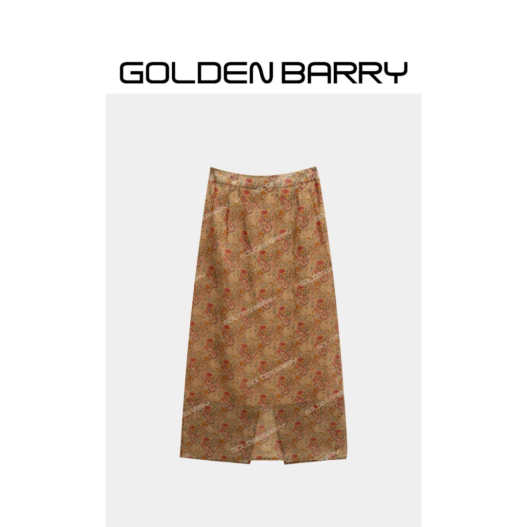 GOLDENBARRY|310207“绮梦蔓纹”腰果花印花直筒裙