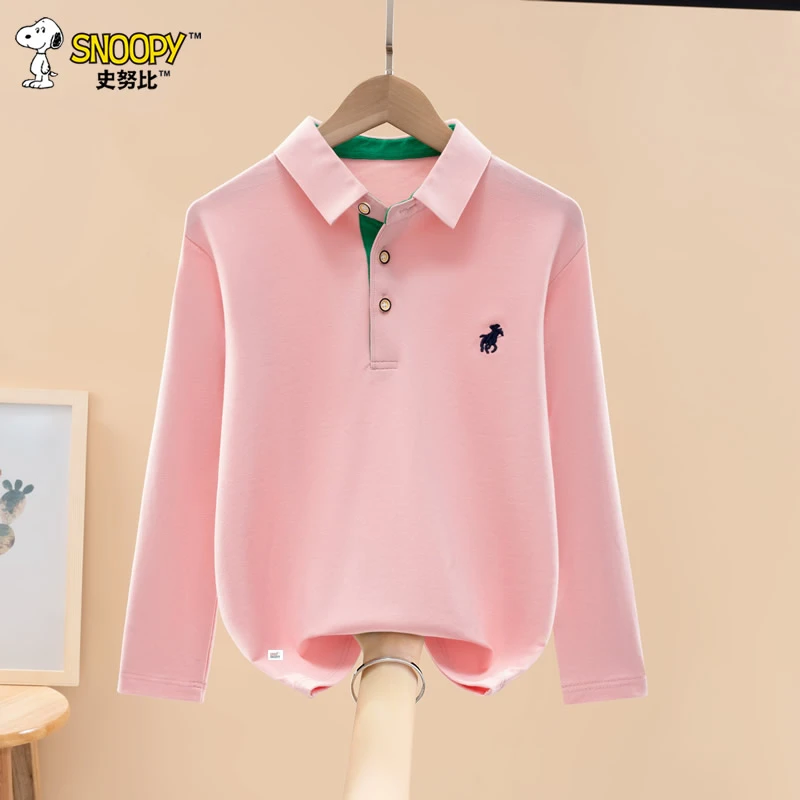 Snoopy/史努比男童长袖Polo衫儿童春秋T恤中大童秋装上衣男孩内搭