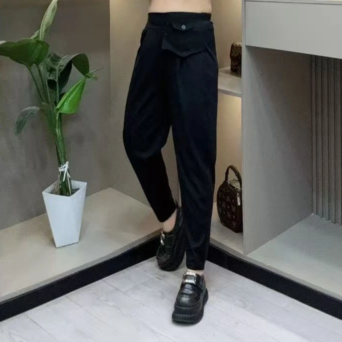 春季哈伦裤-果 休闲纽扣兜盖潮流显瘦百搭洋气款胖MM大码女装新款