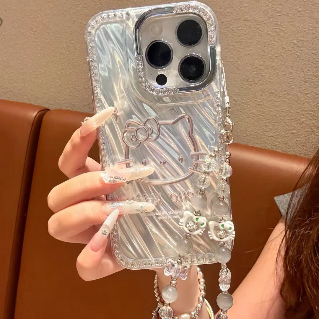 ins高级感银色KT猫适用于苹果16p手机壳自带ai键华为pura70保护壳