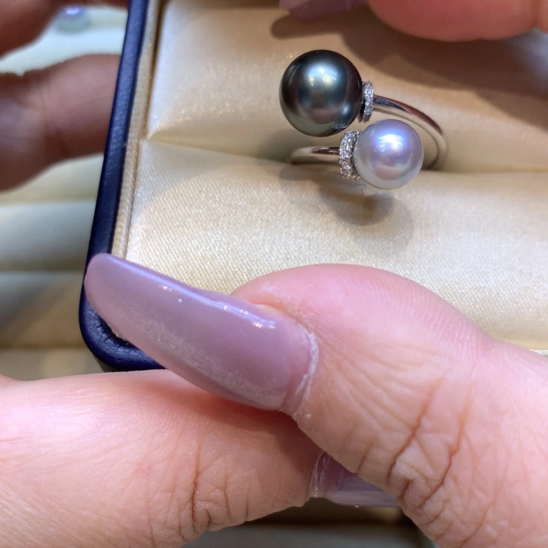 银S925镶嵌戒指海水珍珠