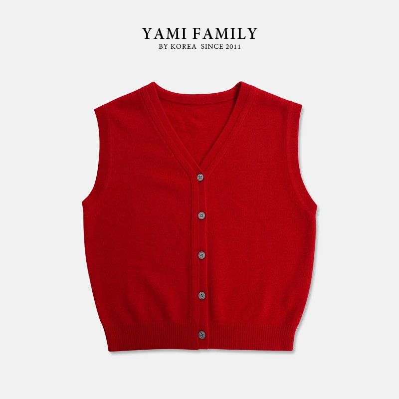 YM-ZZS-2480 休闲百搭羊毛时尚灰色纯色无袖秋冬秋季针织衫舒适