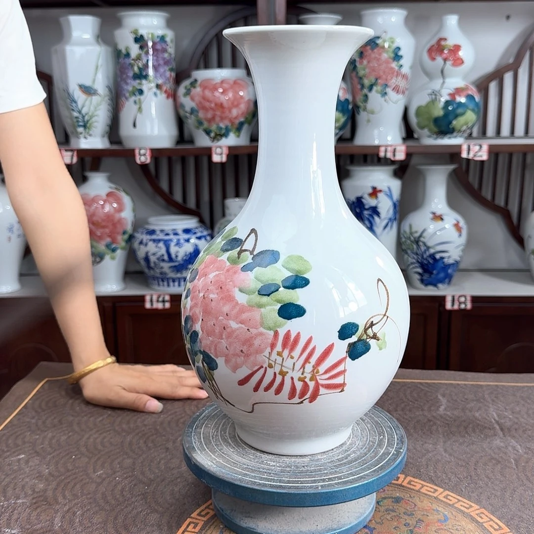 摆件景德镇陶瓷赏红紫