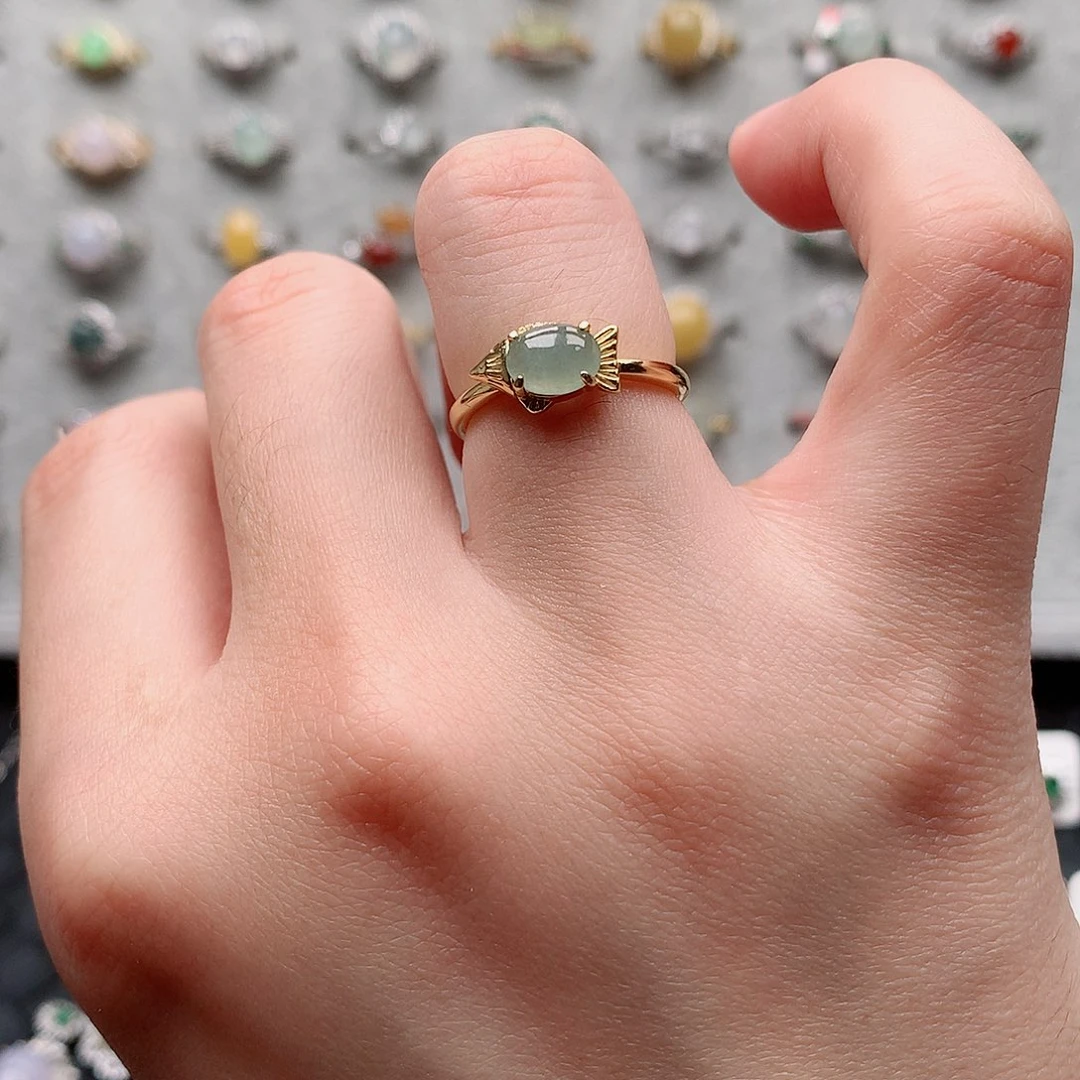 翡翠戒指银S925镶嵌0249