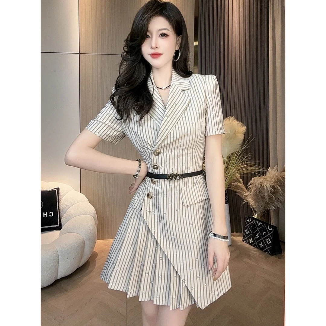 【3291人收藏】西装连衣裙小个子2025夏季新款法式高端高级感西装条