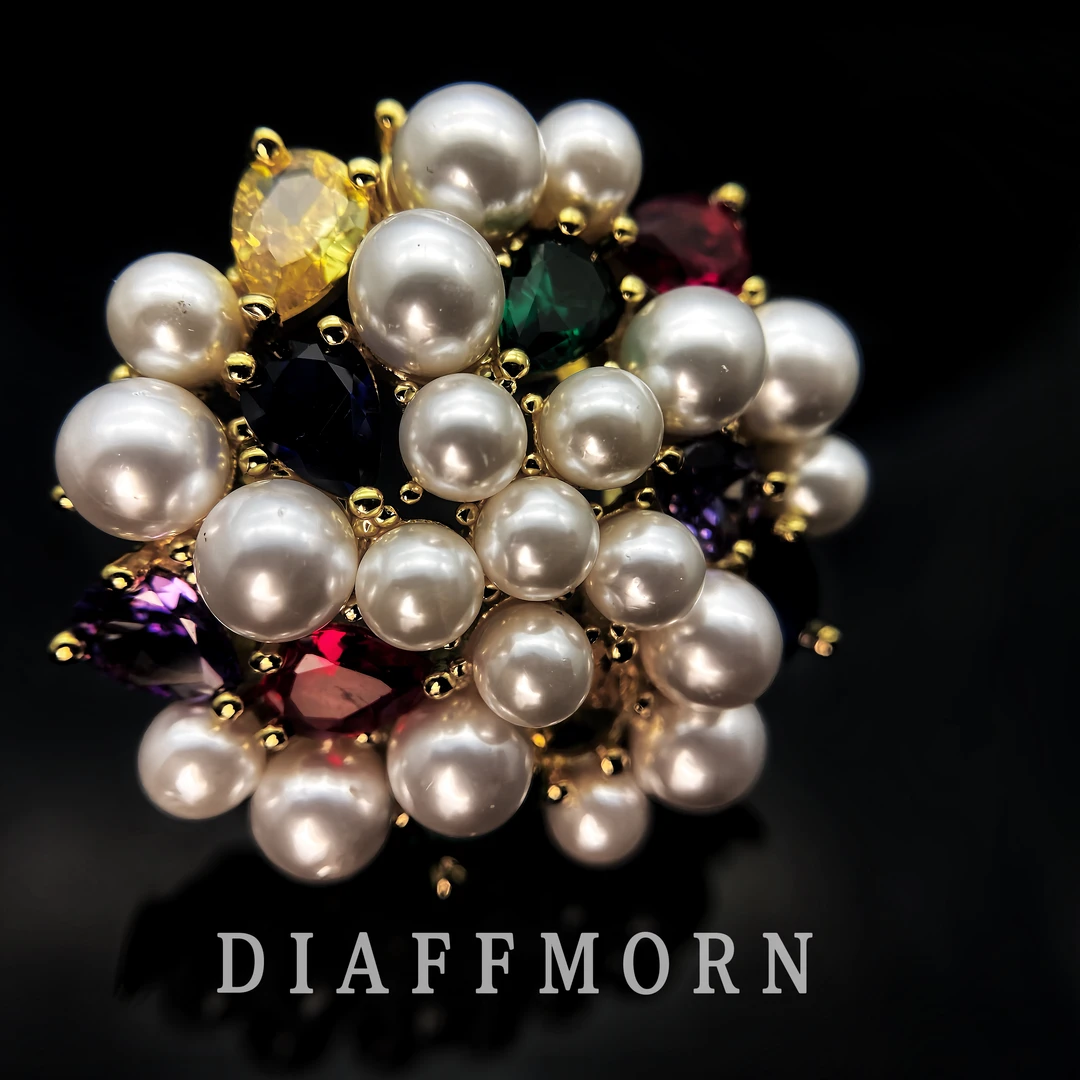 铜合金仿珍珠戒指 Y.M〖繁花似锦〗重工复古精致开口戒指