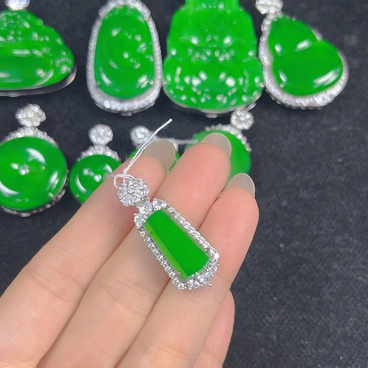 翡翠银S925镶嵌吊坠(不含链)