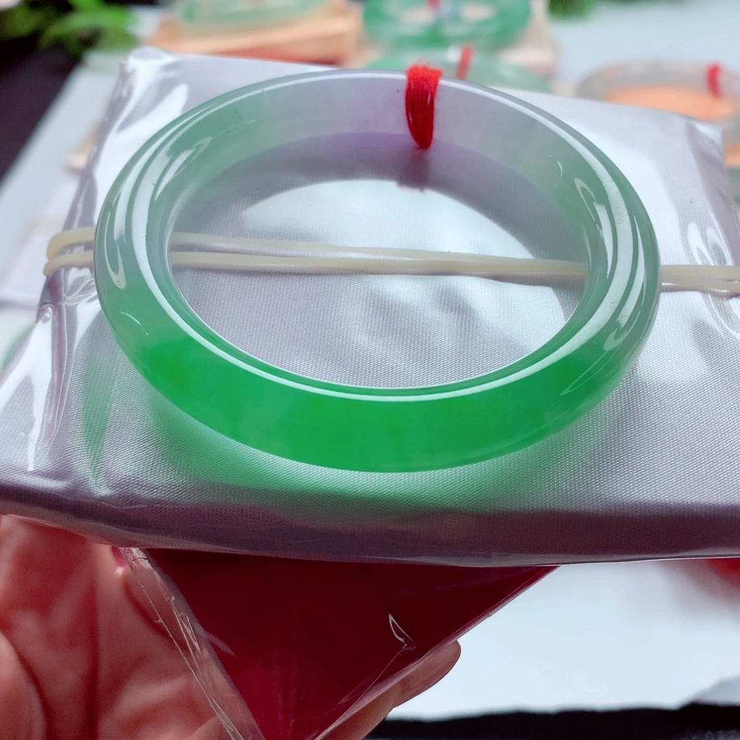 翡翠未镶嵌手镯（圆镯）师妹51精品正阳绿行家货