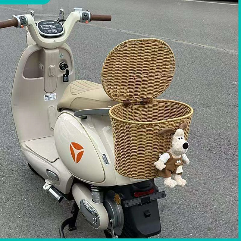 电动车置车筐大号带盖通勤防水盔收纳包摩托车改造通用挂篮放书包