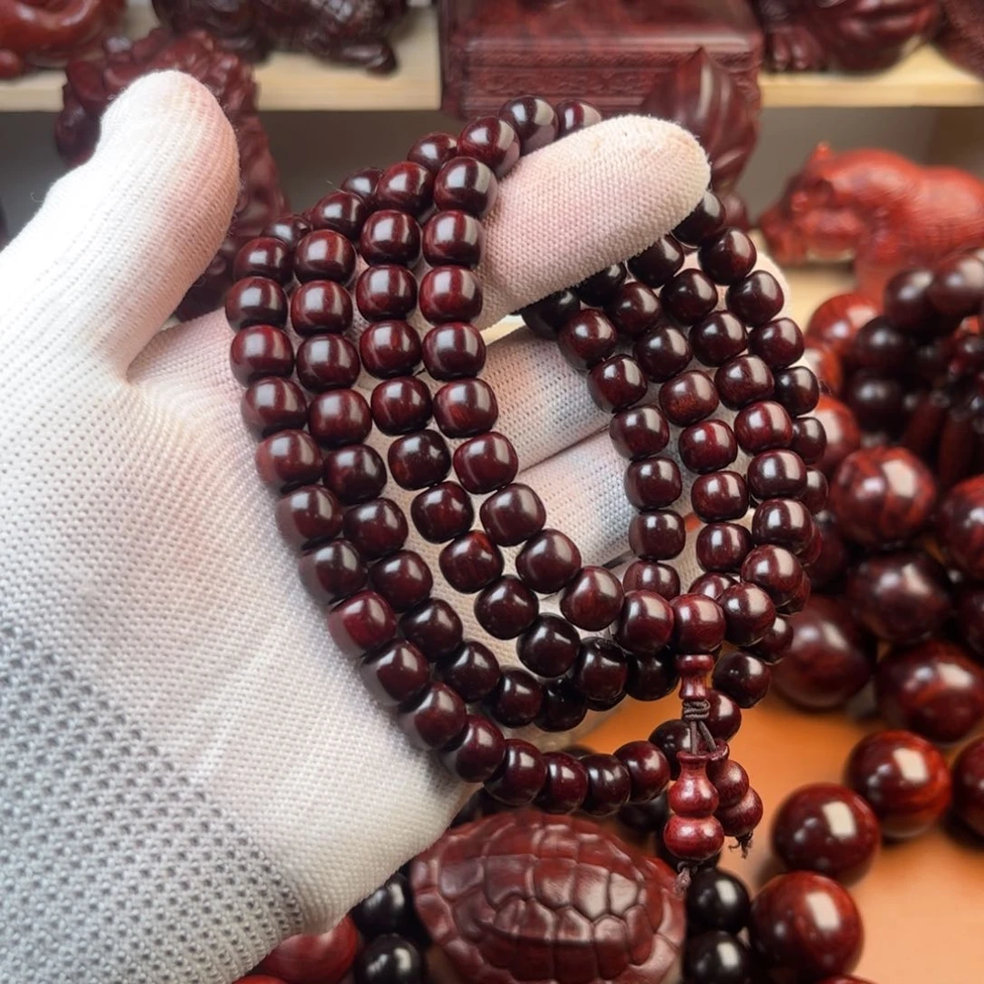 染料紫檀（血檀）8x9老型珠108颗-多样性发其一