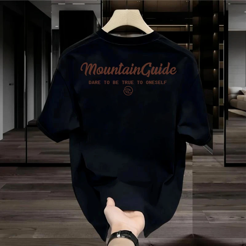 特大码300斤宽松圆领英文印花情侣休闲2025年夏季纯棉短袖T恤上衣