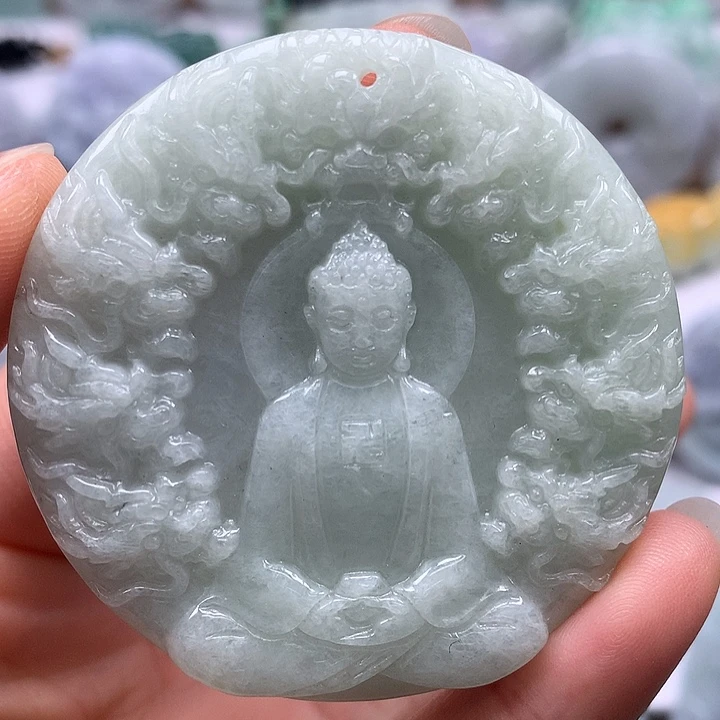 翡翠未镶嵌颈饰霸气侧漏九龙大日如来福利