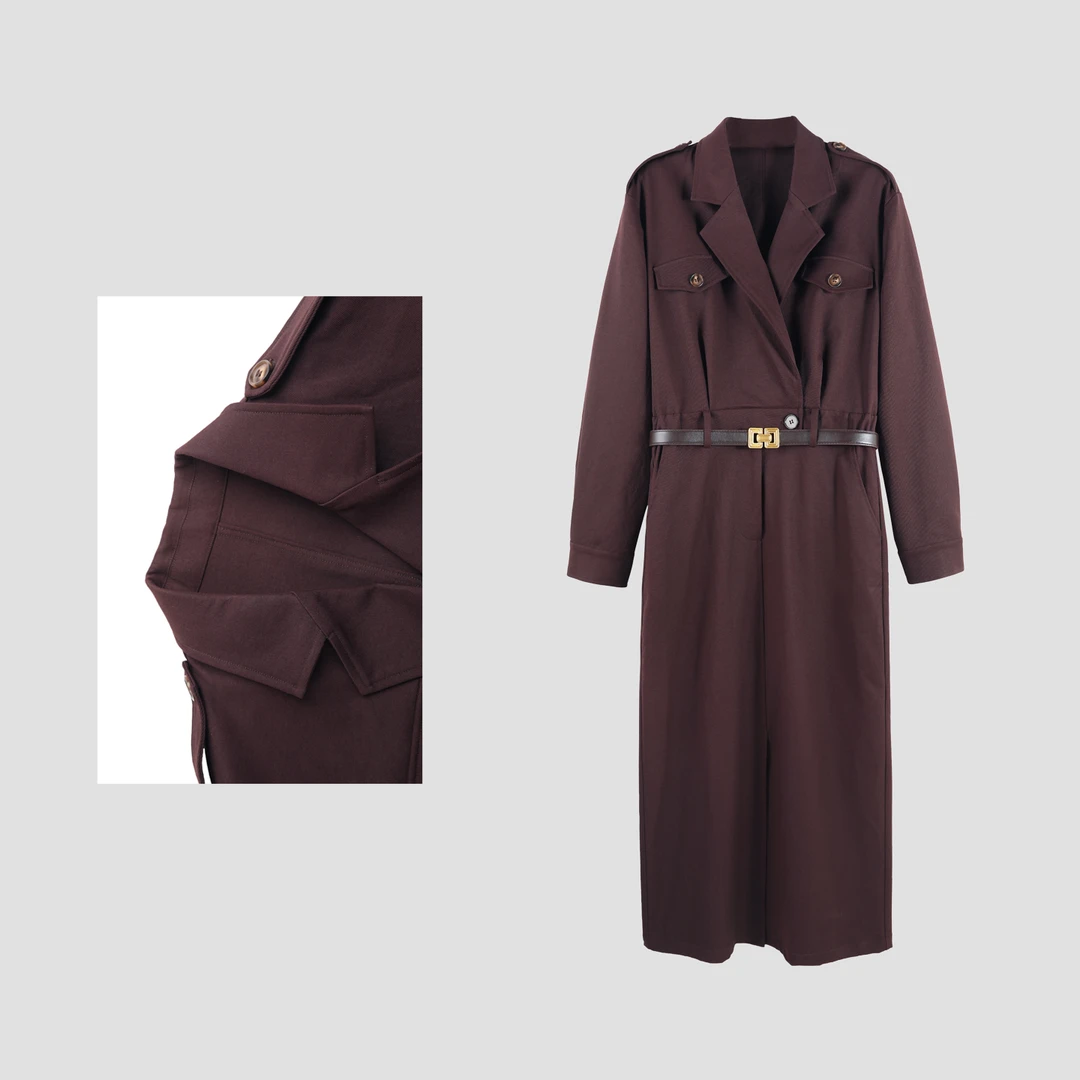 2025秋季新款时尚百搭高级感气质风衣连衣裙HBZW652093