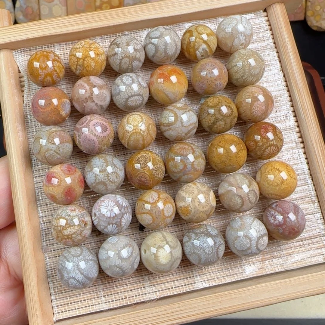 未镶嵌手链硅化玉卡12颗颗花36颗