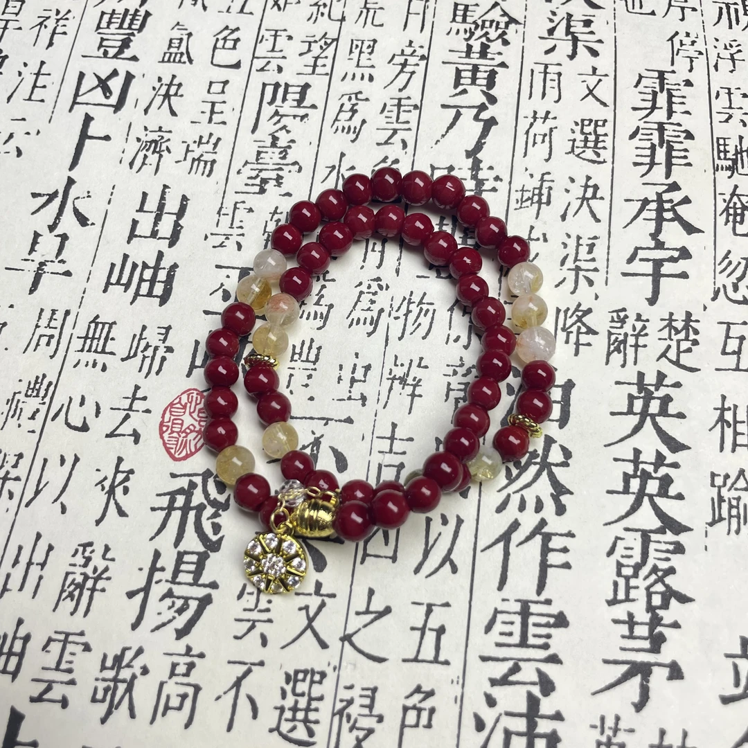 手链 LZ7255 6mm红色怀业双圈琉璃手串