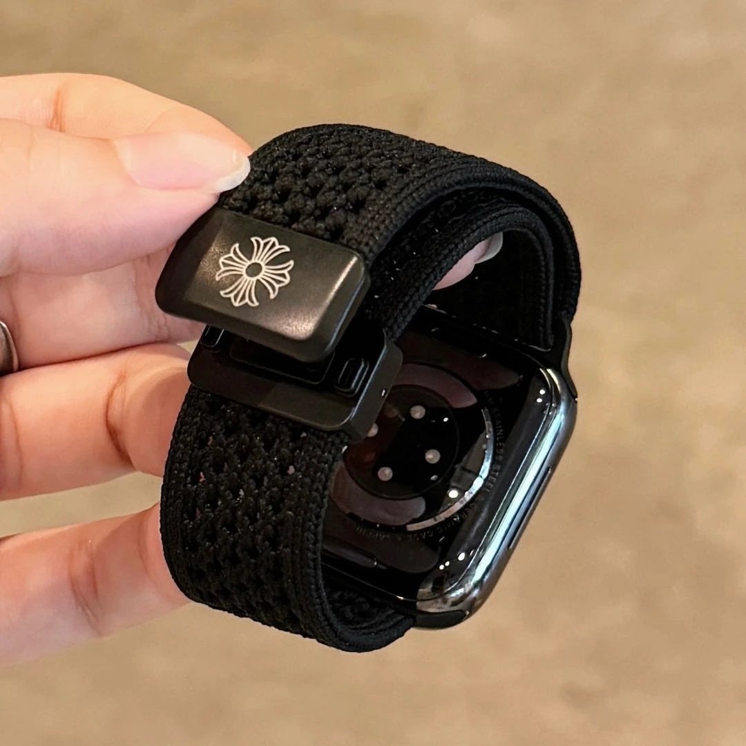 克罗锌透气尼龙磁吸苹果手表表带适用于Apple Watch11S89iwatch10