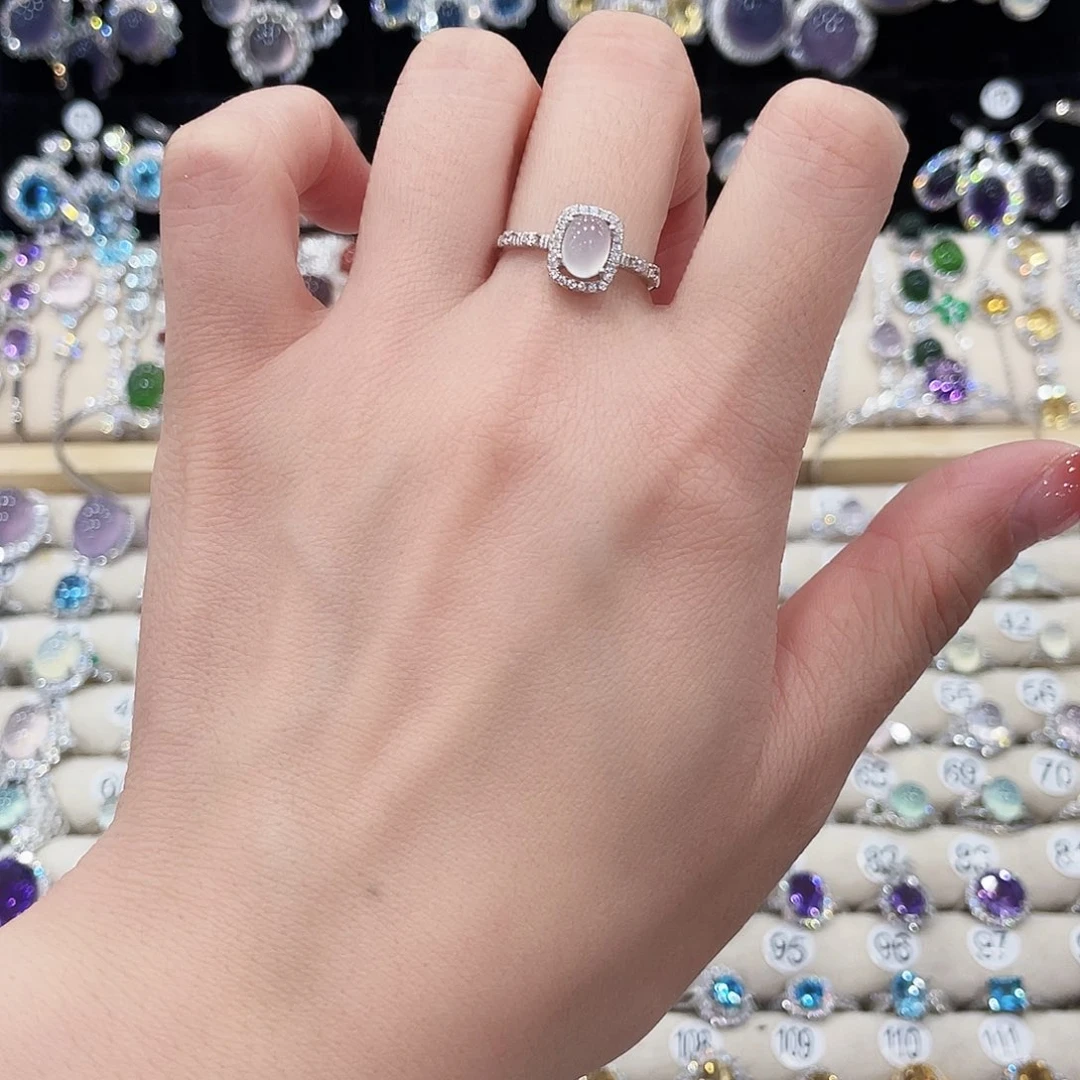 蛇纹石玉银S925镶嵌戒指