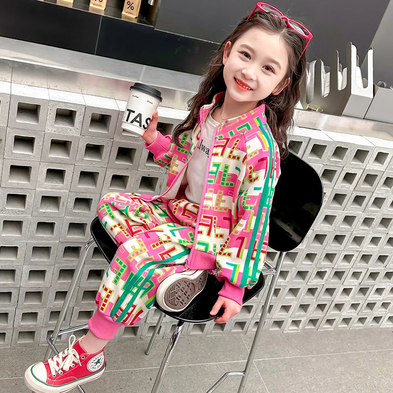 女童套装春秋装2025新款时髦洋气儿童休闲两件套女宝宝春季运动装