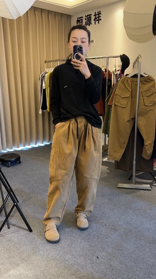 简约微弹力冬季加绒加厚休闲裤设计师裤子纯色女装长裤休闲裤