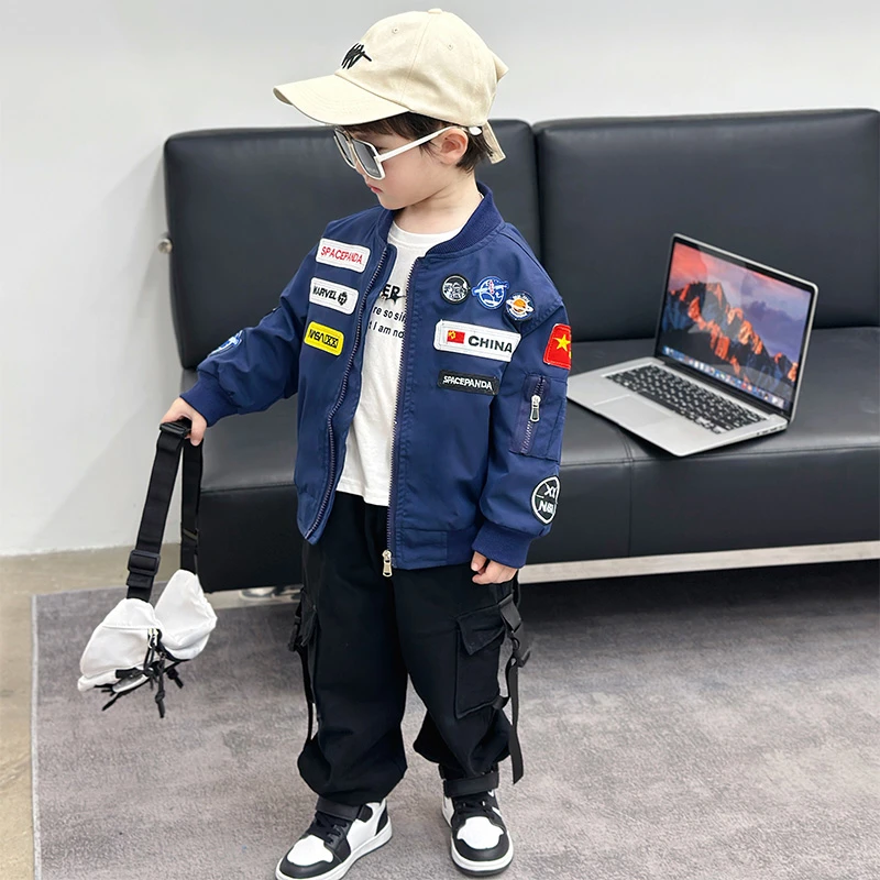 男童外套春秋款2025新款酷帅儿童夹克男孩秋装上衣宝宝机车棒球服