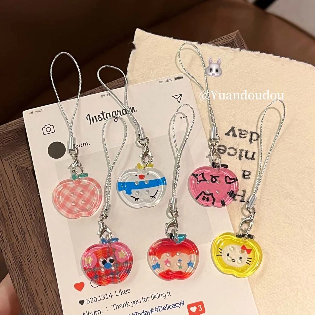 新款清透苹果钥匙扣挂件ins超仙书包笔袋挂饰绳子情侣闺蜜配饰