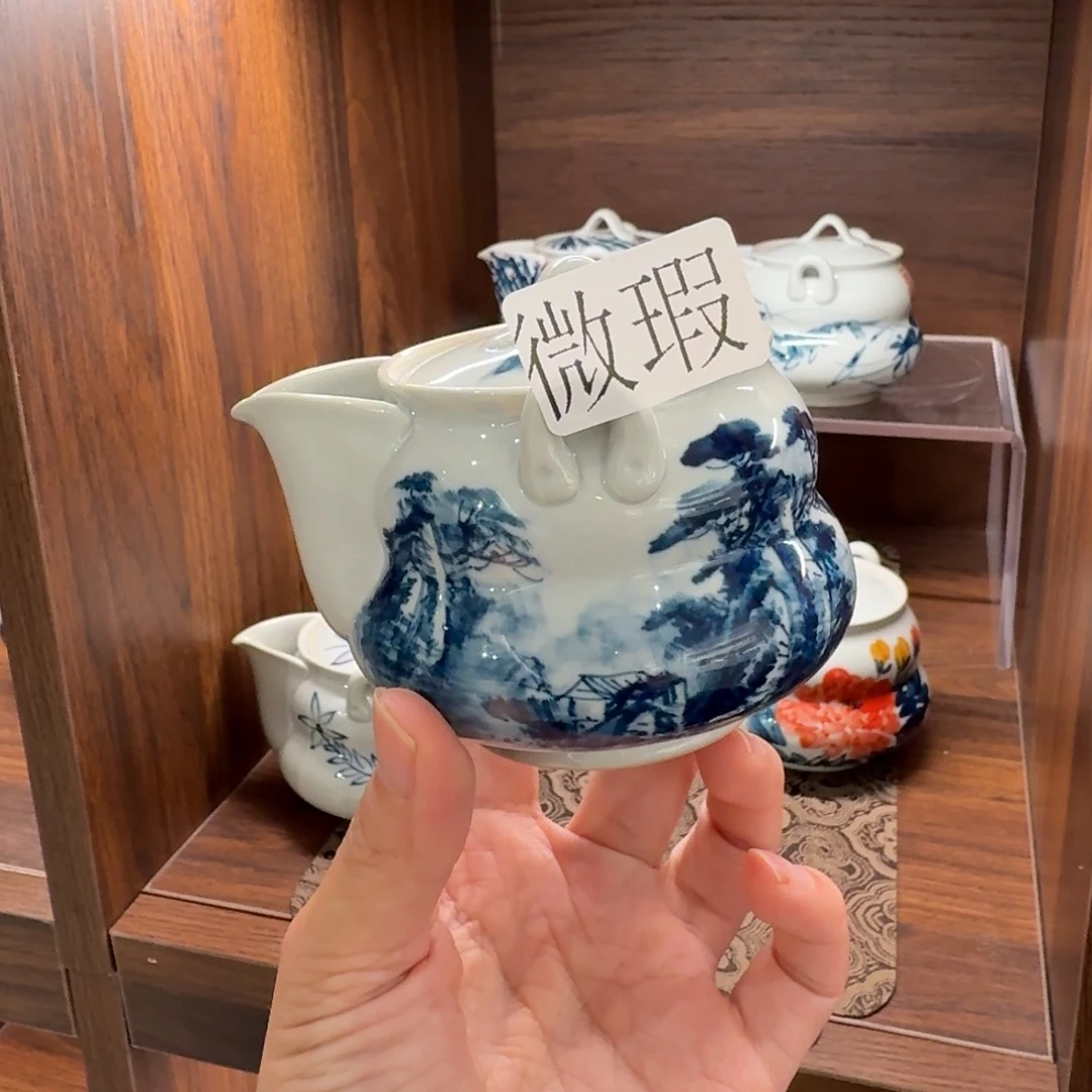 釉下手绘茶具微瑕