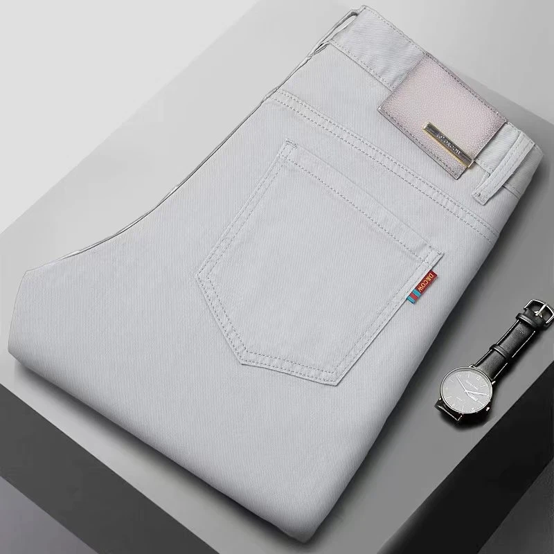 银玉灰男士牛仔裤高级感牛仔裤秋冬厚款高级柔软轻奢弹力休闲裤