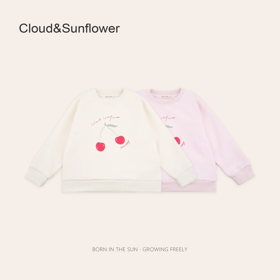 女童春季樱桃字母刺绣休闲卫衣251062