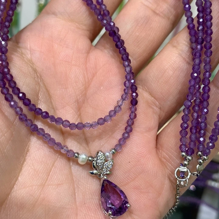 水晶颈饰银S925镶嵌?****?天然