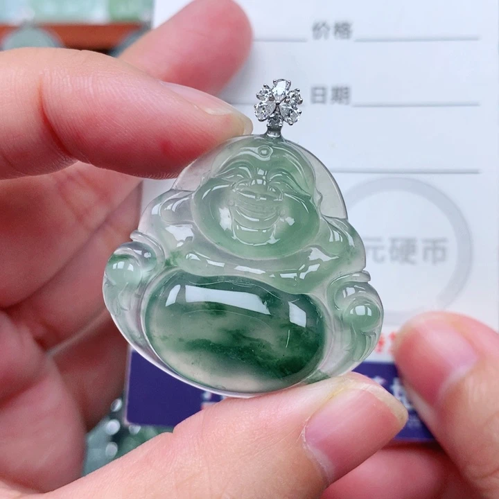 吊坠(不含链)18K金镶嵌翡翠