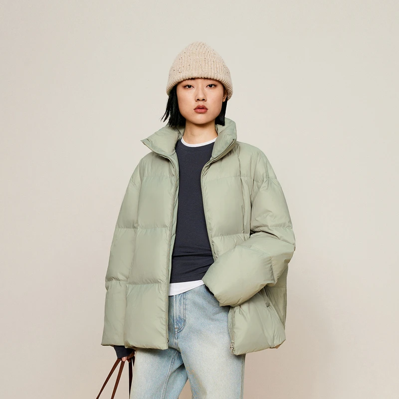 【0压系列】LESS冬落肩袖型烟囱领羽绒衣轻薄鹅绒羽绒服2O0C14290