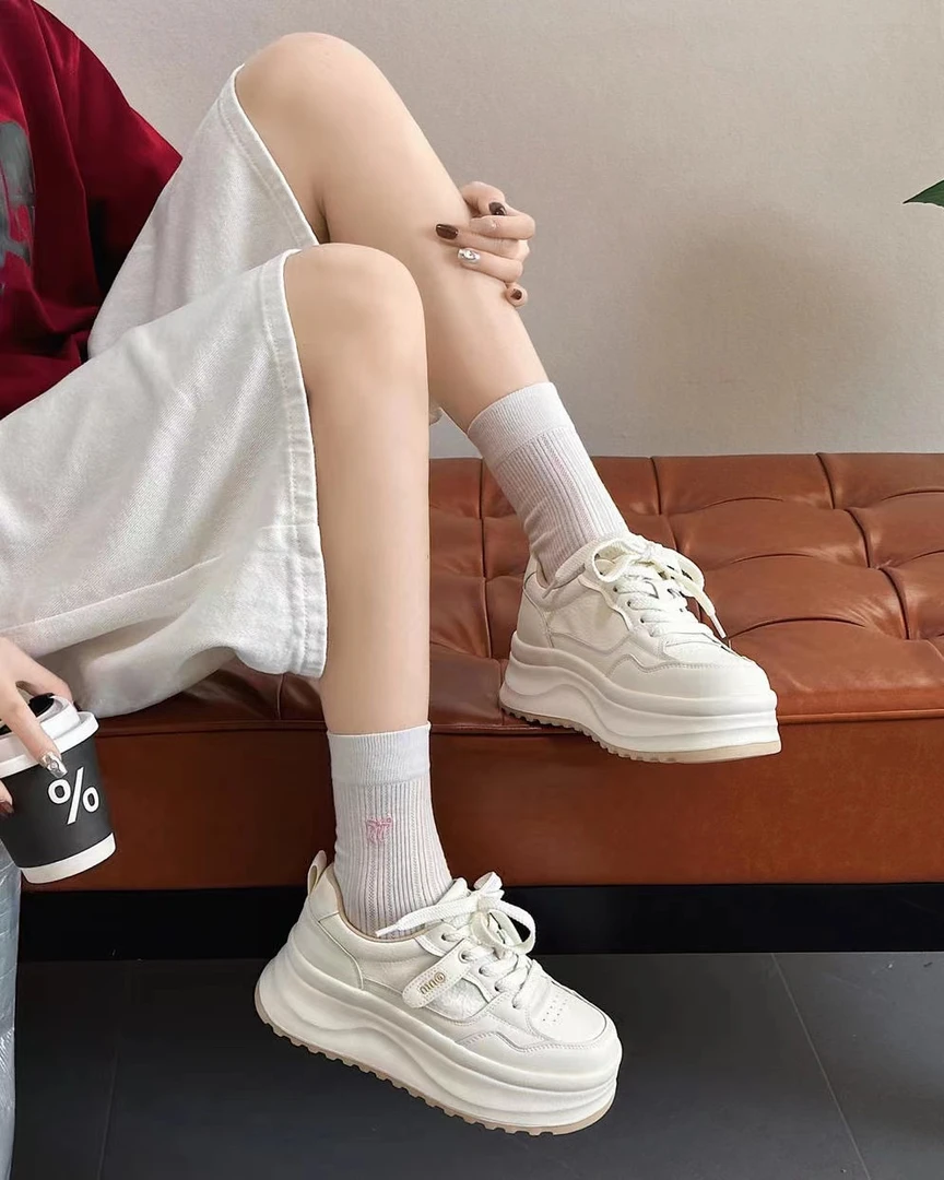 断码清库！单层皮4.5cmEvA耐磨底百搭小白鞋A2162