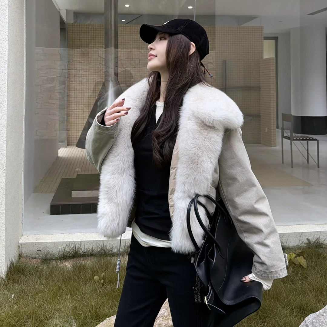 王嬛嬛MsLime【简浦】狐狸毛领&宽松90%白鹅绒服 HD2C0860秋冬服装