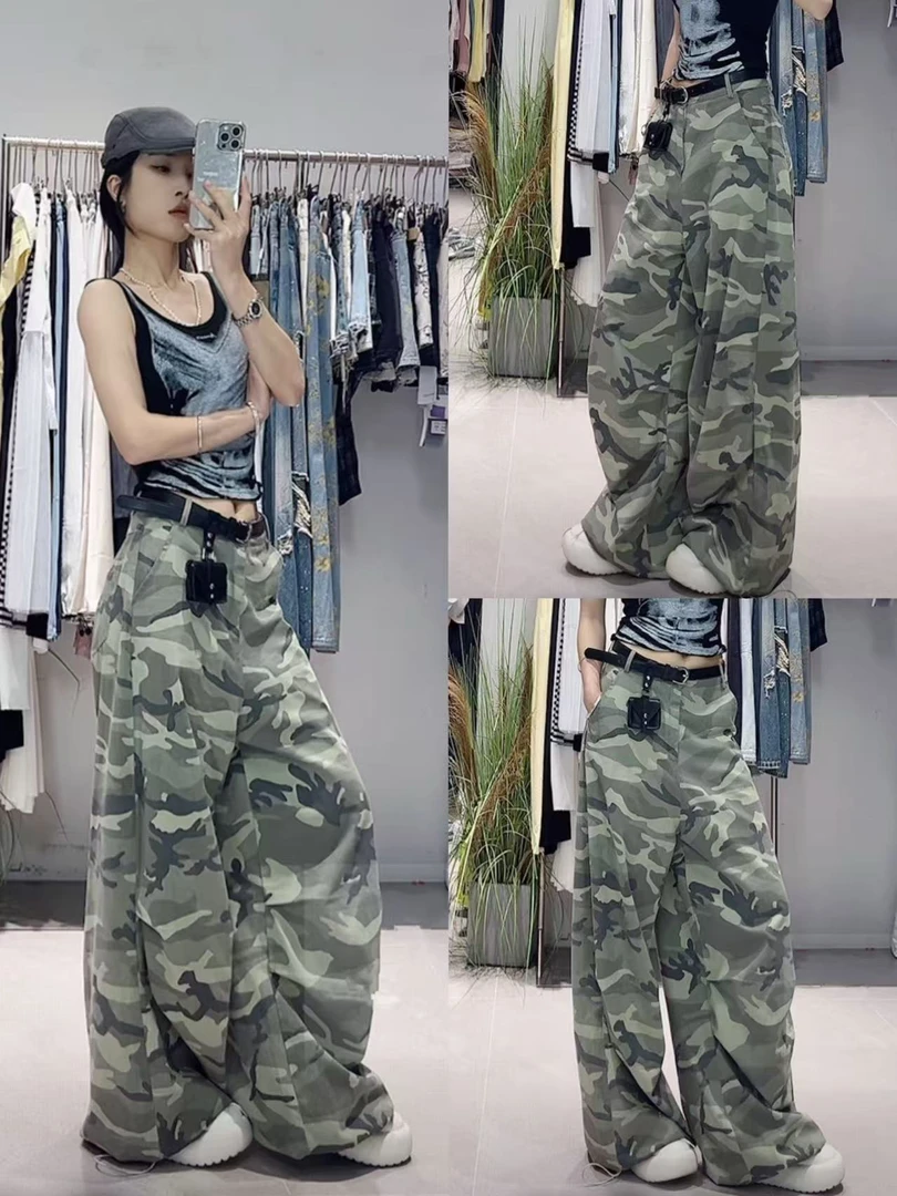 休闲风拼接低腰迷彩INS风休闲裤工装裤透气高街穿搭