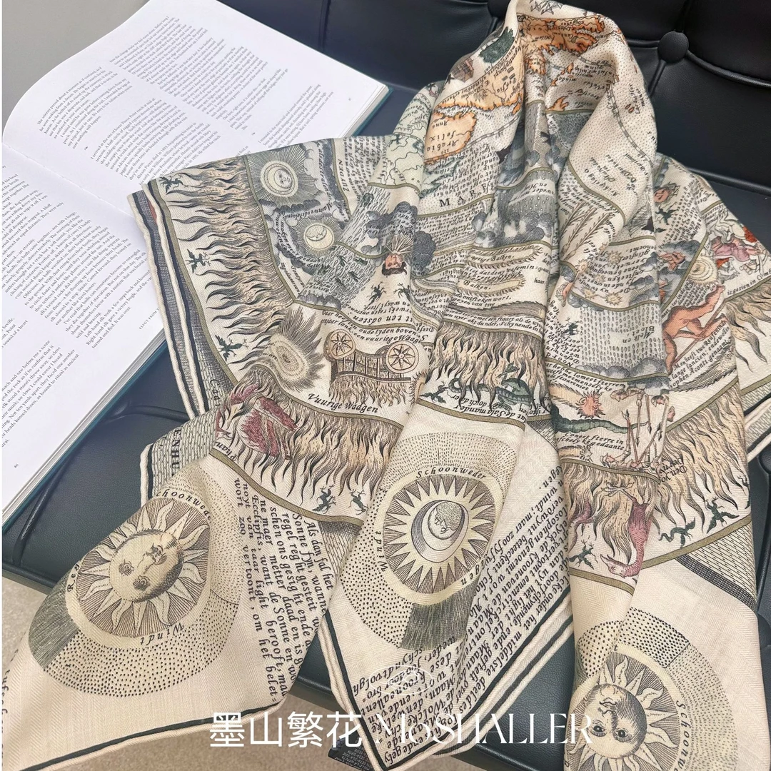 「日月传说 」110*110cm丝毛双面加厚保暖围巾秋冬女新款披肩羊毛