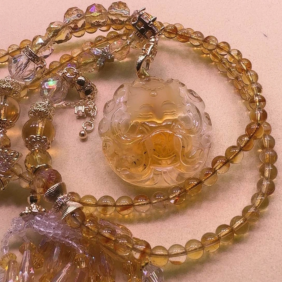 水晶颈饰未镶嵌天然水晶狐狐吊坠