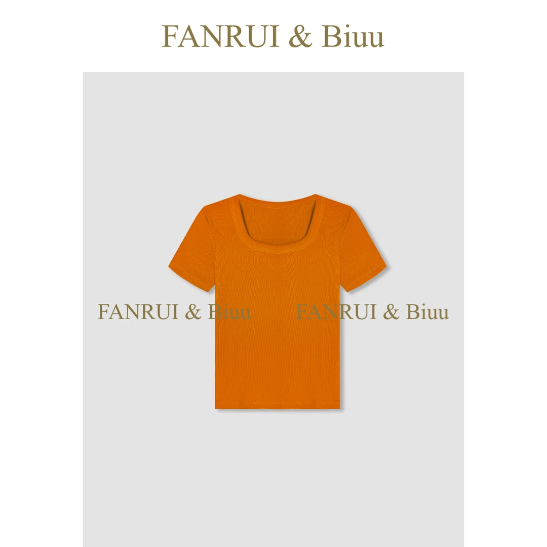 FANRUI/泛芮「初夏微凉」夏季修身设计感百搭新款短袖T恤女XL16612