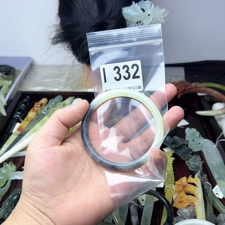 蛇纹石玉发饰合金小*